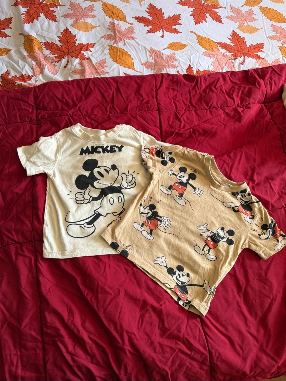 H&M Mickey Mouse Graphic Tees - Cream and Tan